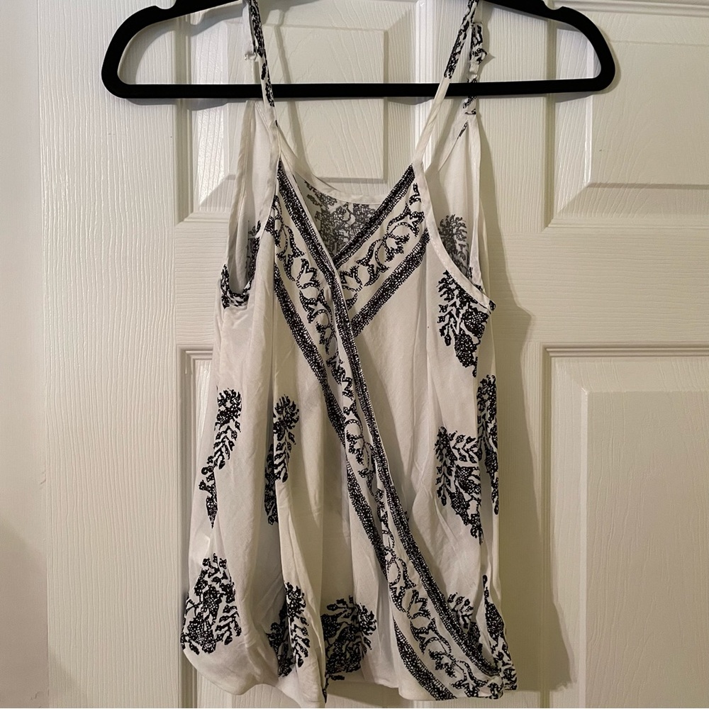 Spaghetti Strap Black & White Tank Top